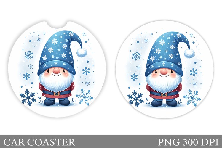 Christmas Gnome Car Coaster. Christmas Car Coaster Design example image 1