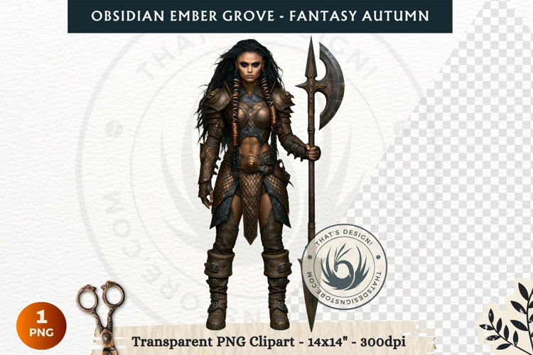 Dark Autumn Fantasy Clipart PNG for RPG Obsidian Ember Grove