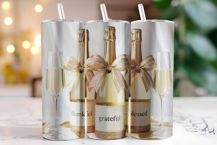 Thankful Grateful Blessed Tumbler Wrap | Sublimation