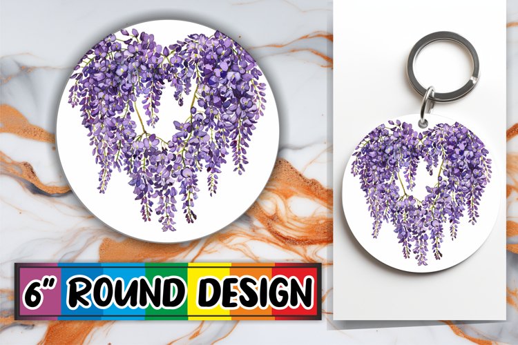 Heart Floral Round Design Sublimation PNG