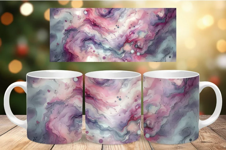 Mug Wrap Sublimation - watercolor marble