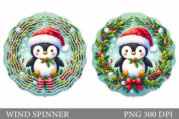 Christmas Penguin Wind Spinner. Christmas Wind Spinner
