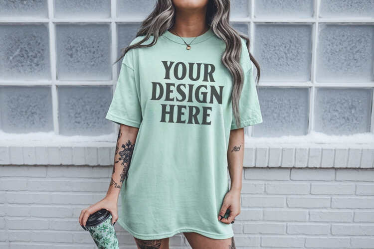 Chalky Mint Christmas Comfort Colors 1717 TShirt Mockup,cc17 example image 1