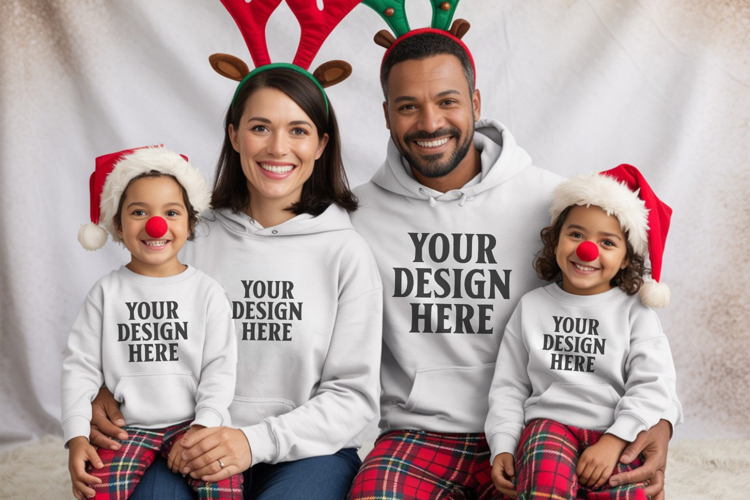 Christmas Family Matching T-Shirt Mockups | Holiday Group