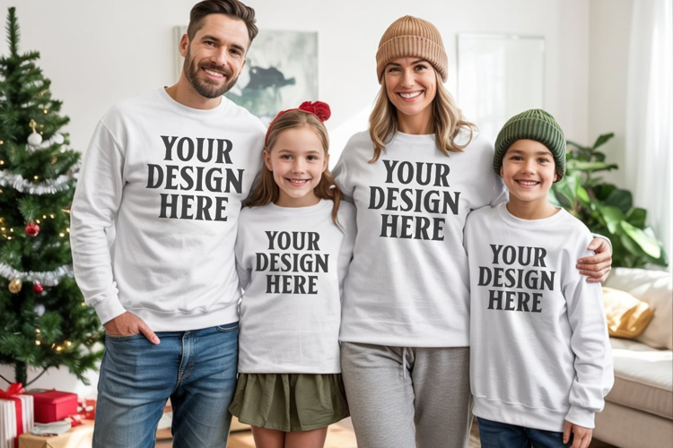 Christmas Family Matching T-Shirt Mockups | Holiday Group