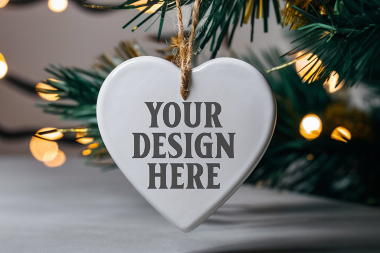 Holiday Love Heart Ornament Mockups | Romantic Christmas Tre