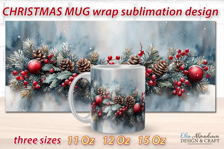 Christmas Mug Wrap design| Mug Sublimation Cricut Templates