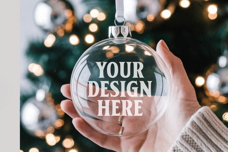 Acrylic Christmas Ornament Mockups | Clear Holiday Ornament example image 1
