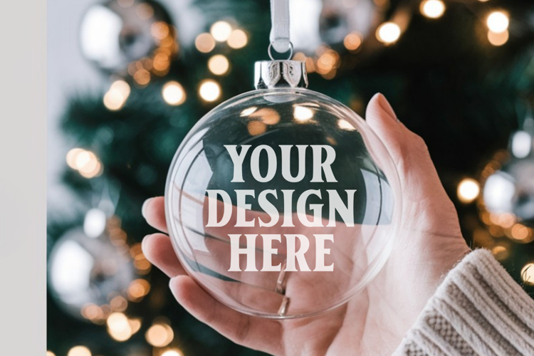 Acrylic Christmas Ornament Mockups | Clear Holiday Ornament