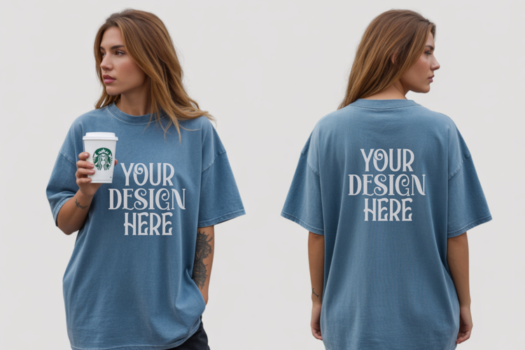 Comfort Colors 1717 Berry Front & back T shirt mockups