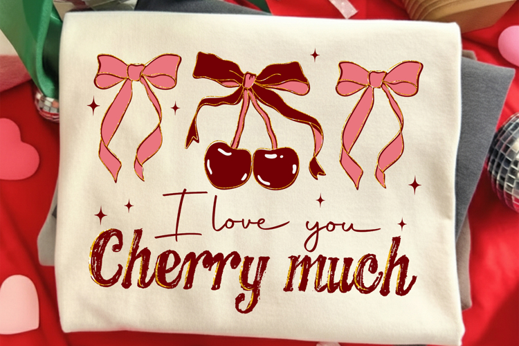 I Love You Cherry Much Png, Valentine Coquette Bow Png