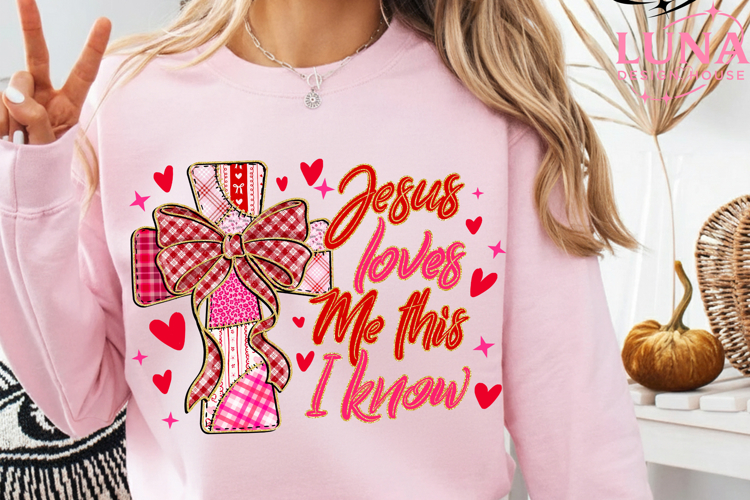 Coquette Jesus loves me this I know Png, Valentine Png
