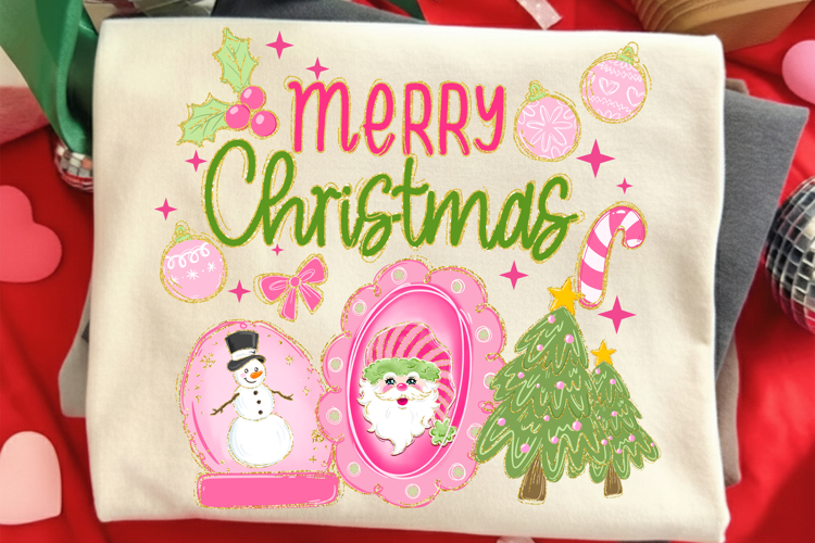 Merry Christmas PNG, Pink Christmas Png, Holiday Png