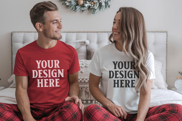Christmas Bella Canvas 3001 Couple Mockup , BC3001 Couple mo