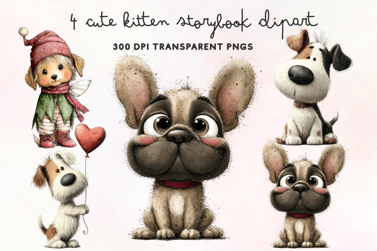 Cute Watercolor Dogs Clipart PNG