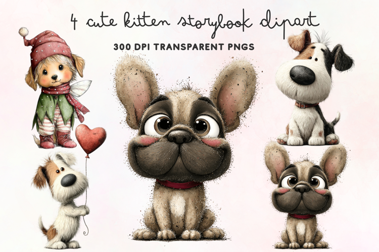 Cute Watercolor Dogs Clipart PNG