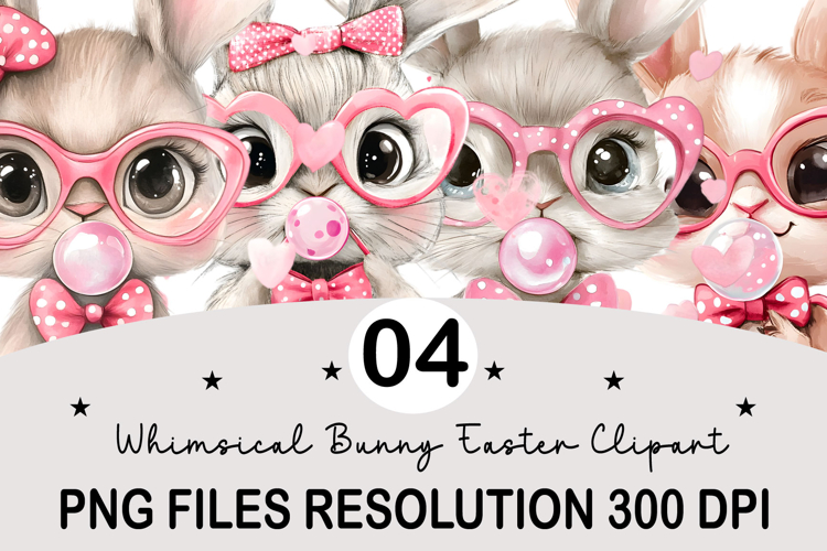 Whimsical Bunny Easter Clipart, Watercolor Easter Bunny PNG