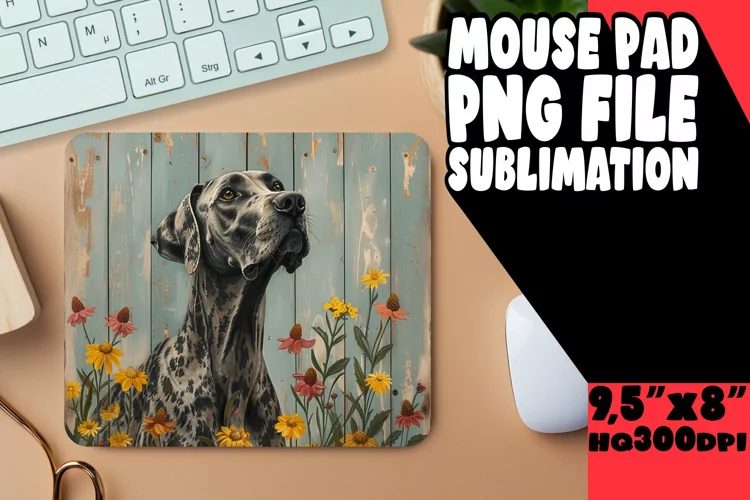 Holiday Dog Woodgrain Mouse Pad