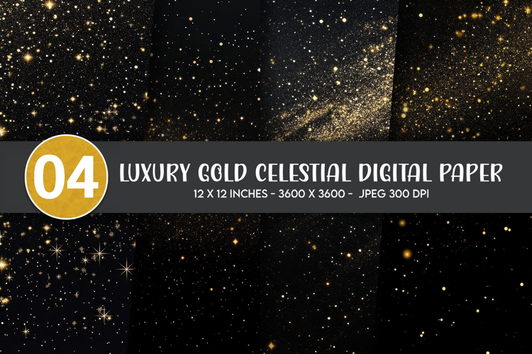Luxury Gold Celestial Digital Paper