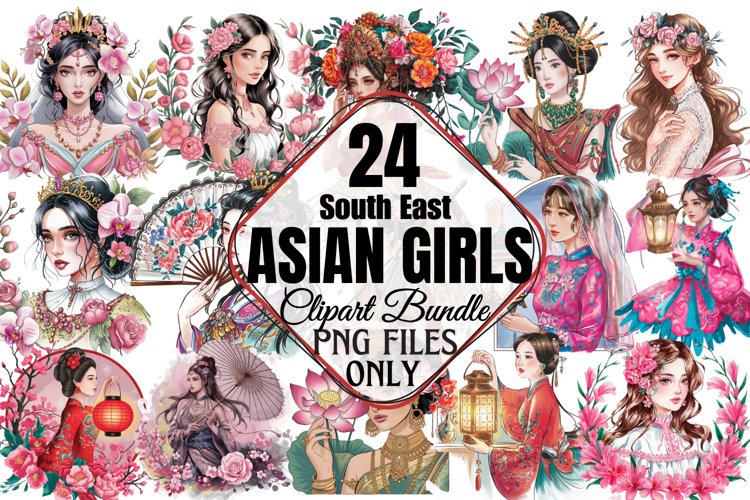 South East Asian Girls Clipart Bundle PNG