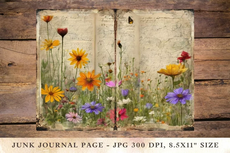 Printable Junk Journal Pages wildflower 31