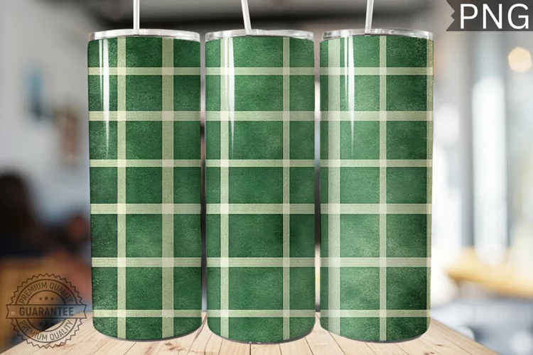 Green Plaid Tumbler Wrap - High Quality 300 Dpi