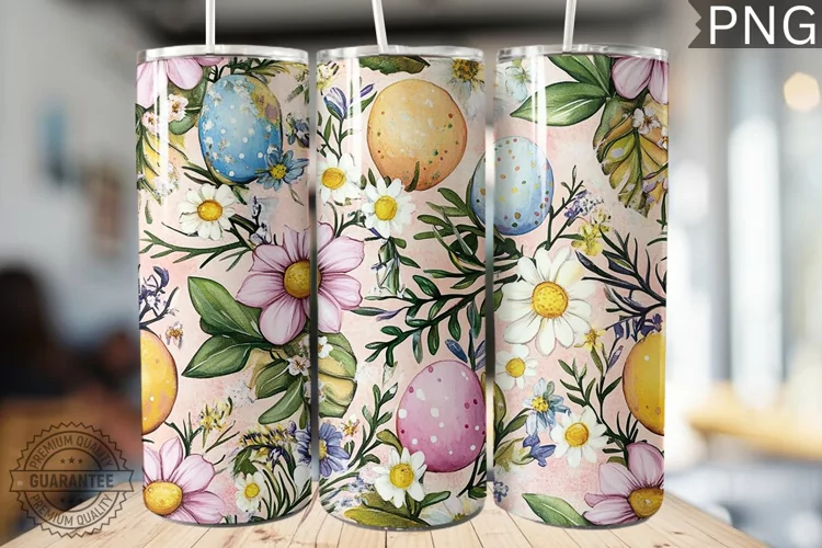 Spring Easter Tumbler Wrap - High Quality 300 Dpi