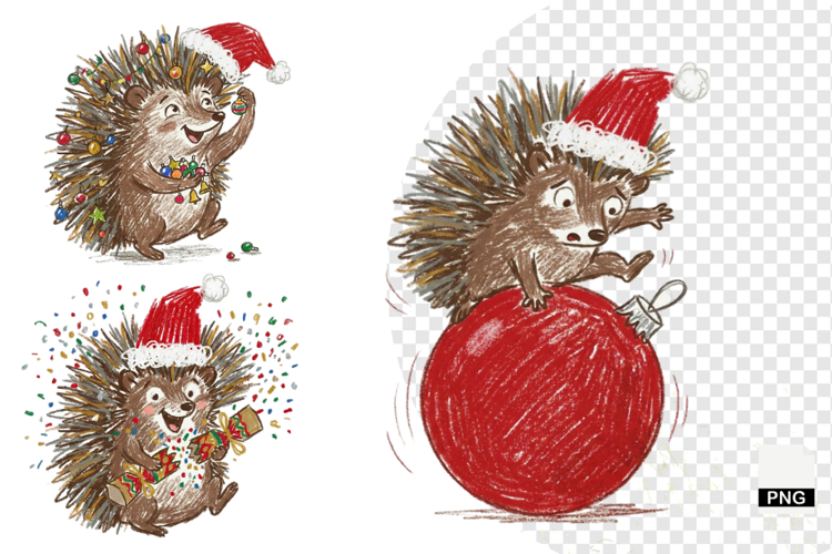 Christmas Hedgehog Clipart