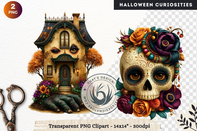 Surreal Halloween Character Cliparts Spooky Curiosities
