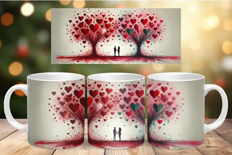 Valentine Mug Wrap Sublimation - couple love tree