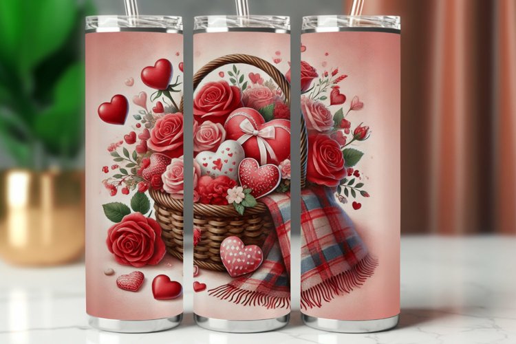 Valentine Tumbler Wrap 20 oz - flowers bouquet example image 1