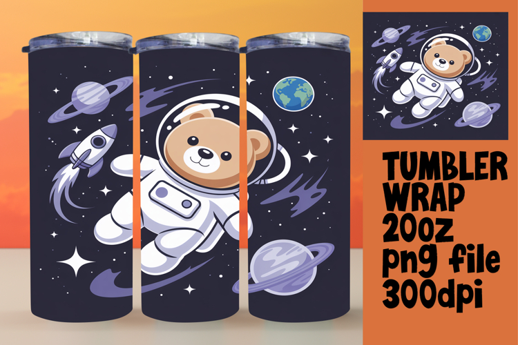 ELEGANT 20oz Tumbler Graphic for DIY , Cute Bear