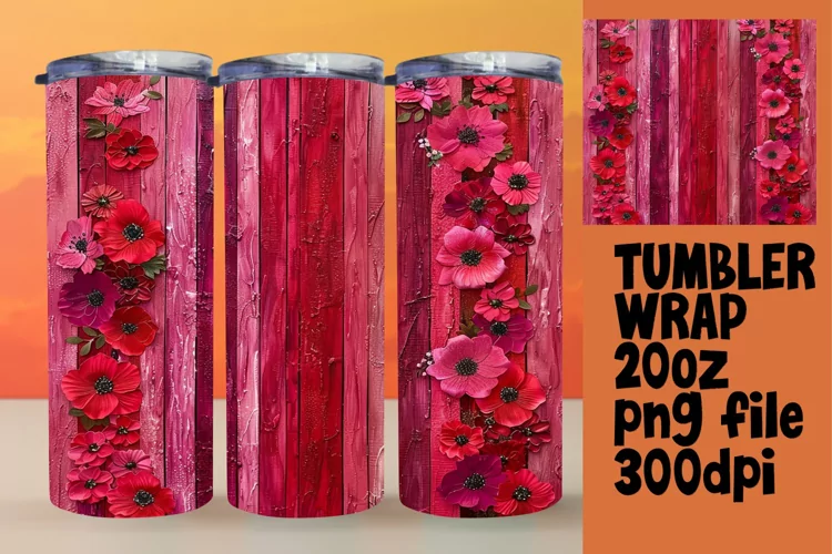 Dynamic Stripe and Petal Tumbler Art