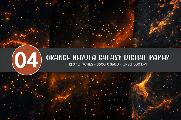 Orange Nebula Galaxy Digital Paper example image 1