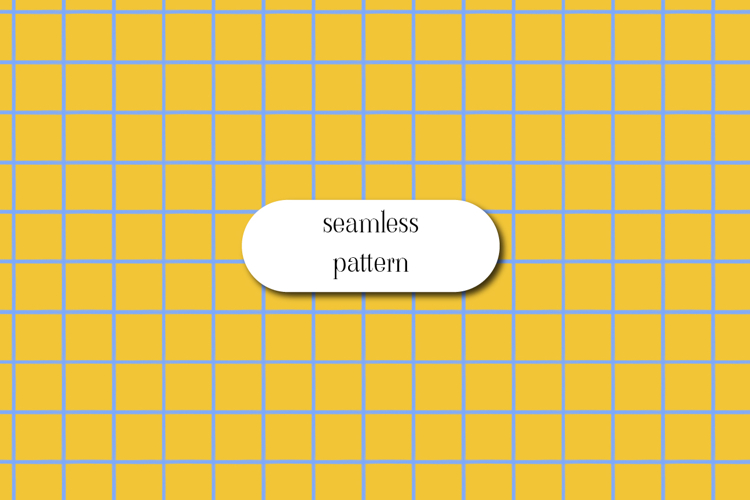 Mustard Yellow Blue Grid Seamless Pattern Design