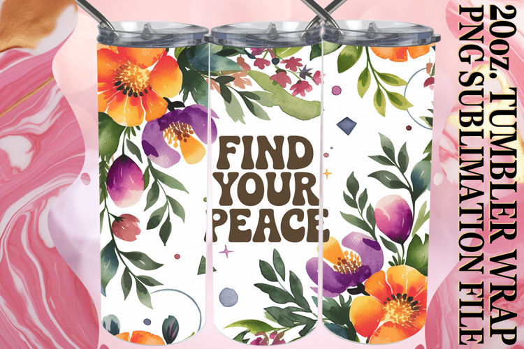 Lively smiles 20oz tumbler wrap, Flower Quote