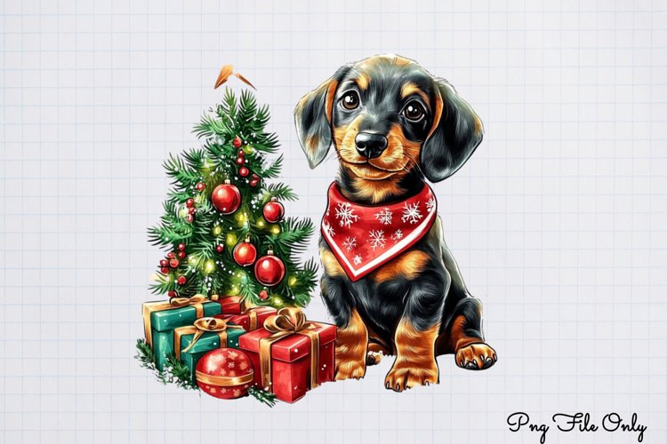 Christmas Dachshunds Clipart PNG