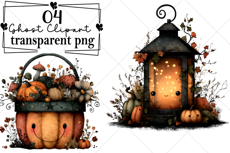 Whimsical Halloween Ghost Clipart Watercolor PNG