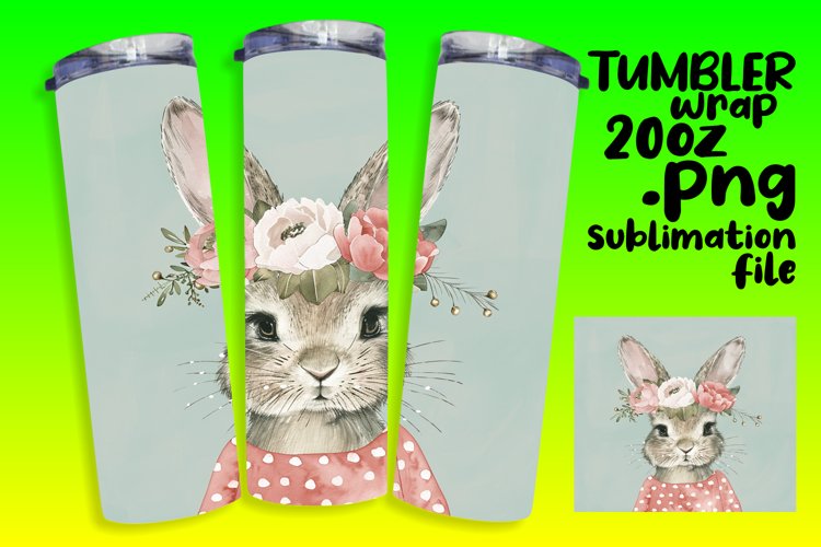 Delightful Bunny and Flower Scene Tumbler Wrap