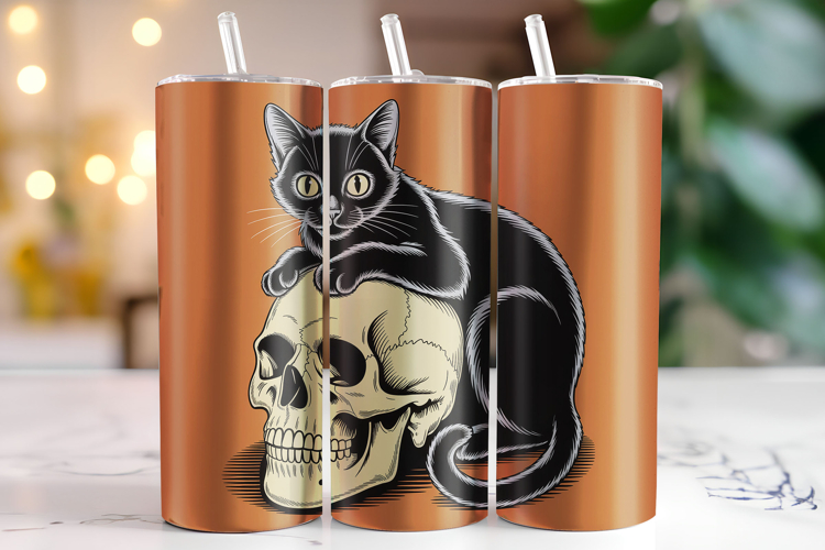 Black Cat   Skull Tumbler Wrap | Sublimation | Tumblers