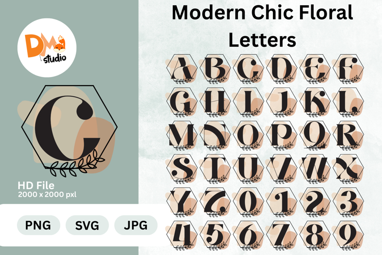 Modern Chic Floral Letters Monogram