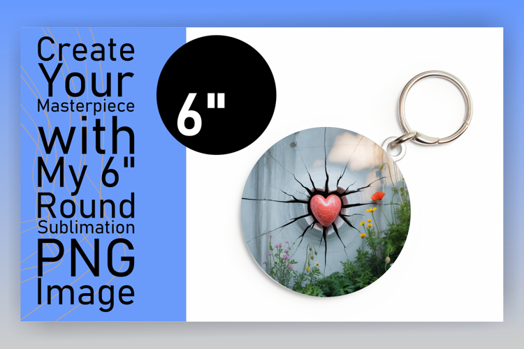 Charming Round Design Keychain PNG , 3D Heart