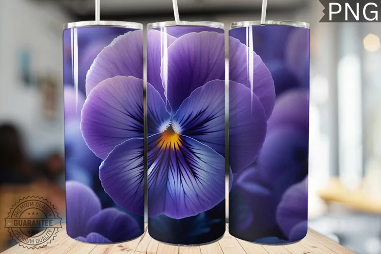 Pansy Flower Tumbler Wrap - Tumbler Design