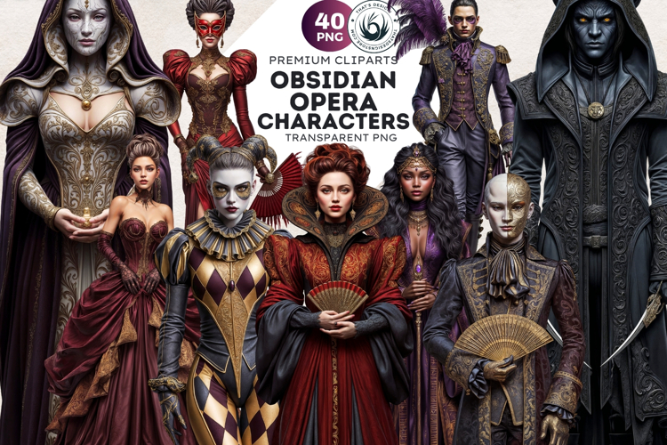 Obsidian Opera Characters Clipart Gothic Masquerade Graphics