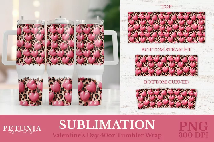 40 Oz Heart Tumbler Wrap | Valentines Day Tumbler Wrap