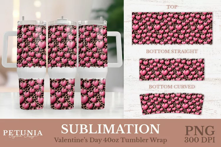 40 Oz Heart Tumbler Wrap | Valentines Day Tumbler Wrap