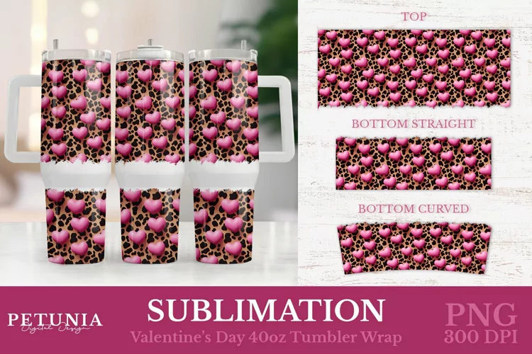 40 Oz Heart Tumbler Wrap | Valentines Day Tumbler Wrap