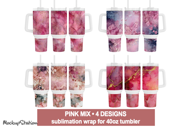 40 oz Stanley Tumbler Wrap PNG | Pink Sublimation Design