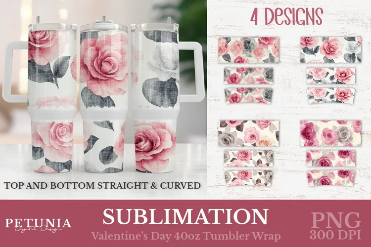 40 Oz Tumbler Wrap | Vintage Valentines Day Tumbler Wrap