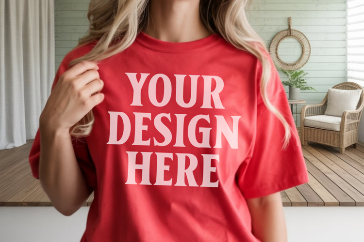Comfort Colors 1717 Red T-Shirt Mockup